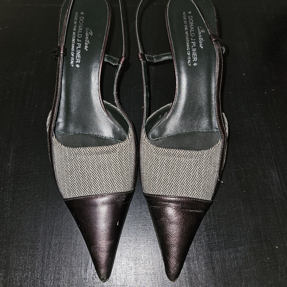 DONALD J PLINER heels brown with 3" kitten heel